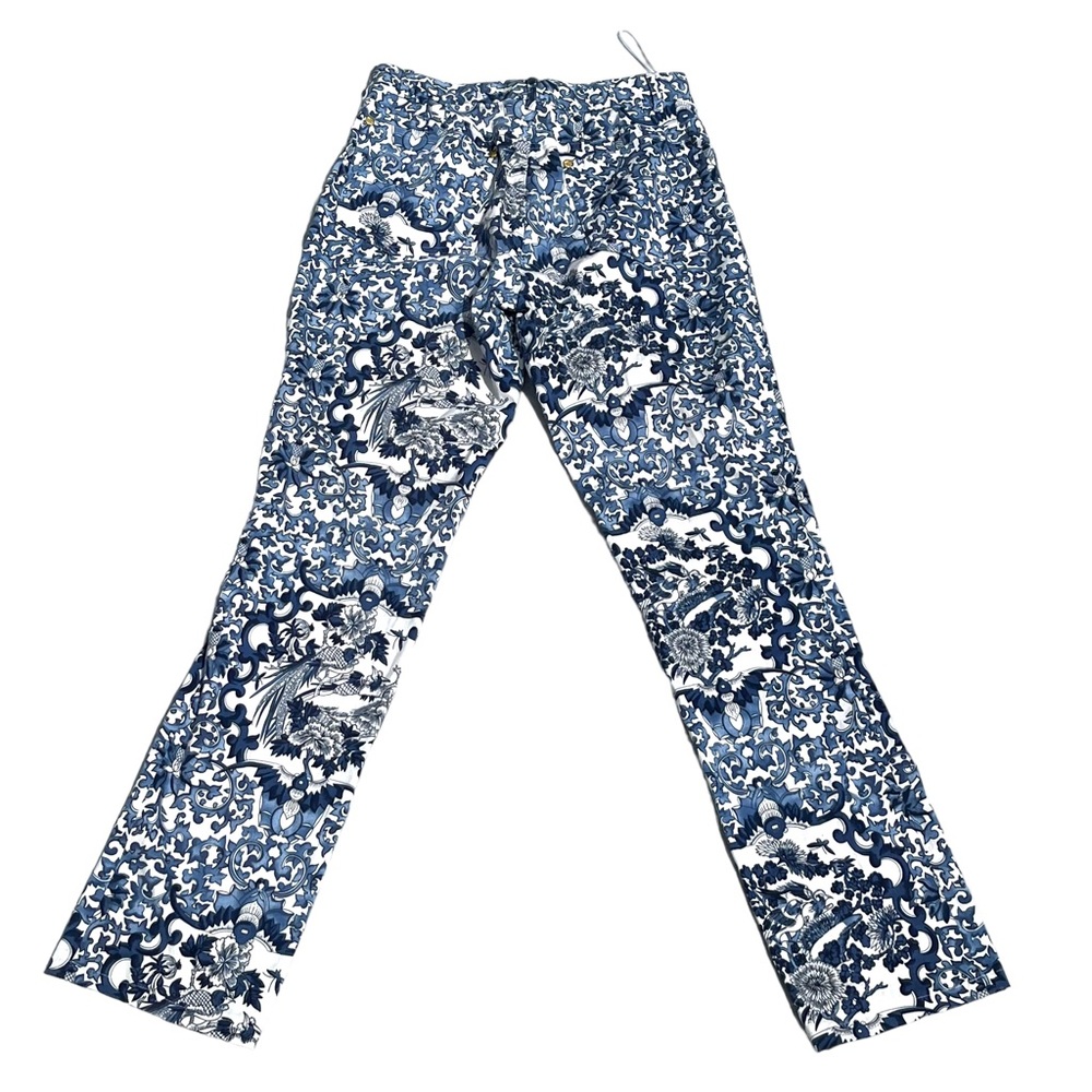 Ralph Lauren Black Label Blue & White Porcelain Print Pants Baroque Size 2 - Picture 3 of 10
